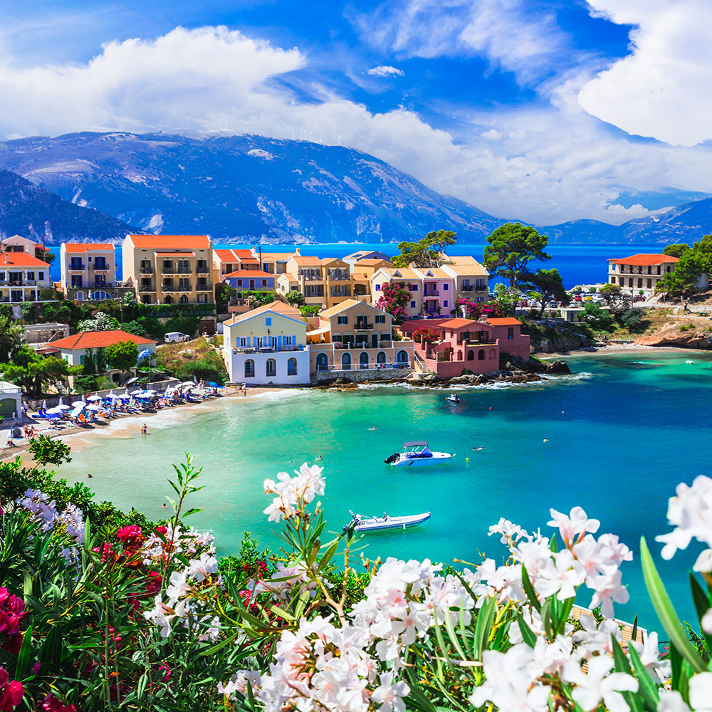 One of the most beautiful traditional Greek villages - scenic Assos in Kefalonia (Cephalonia) Ionian islands, a popular tourist destination in Greece. © istockphoto by Freeartist.